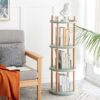 Storage Shelf, 360° Rotating Bookshelf, 4 Tier Bookcase With Large-Capacity Storage Space, Multifunctional Storage Rack, Compact Design For Living Room - Natural - Image 14