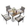 All Weather 5 Piece Patio Dining Table Set, Acacia Wood Table Top With Umbrella Hole, Rattan Outdoor - Coffee Brown - Image 13