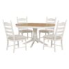 Retro 5 Piece Dining Table Set With Extendable Round Table And Upholstered Chairs - Off White - Image 4