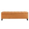 Wendover - Elegant Velvet Tufted Storage Bench With Lift Up Top And Birch Wood Legs - Burnt Orange - Image 4