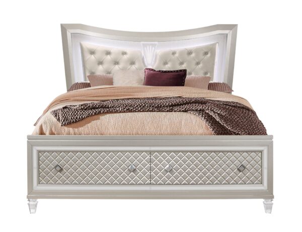 Cross - King Bed With LED - Glam Champagne