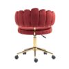 Velvet Home Office Desk Chair, Modern Cute Computer Chair With Swivel Wheels, Height Adjustable - Wine Red - Image 17