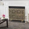 Thayer - Single Panel Iron Fireplace Screen With Geometric Design - Gold - Image 4