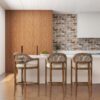 Americana - Mid-Century Modern Cane Back Bar Stool - Taupe Beige - Image 9