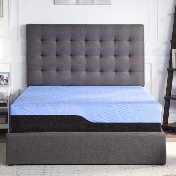 Refresh - 12" Twin Size Hybrid Cooling Gelcare Memory Foam And Coil Mattress - Blue