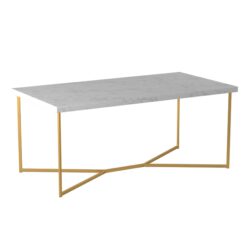 Modern Glam Metal And Faux Marble Coffee Table - White / Gold