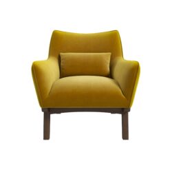 Brayden - Lounge Chair - Velvet - Brown / Gold / Yellow