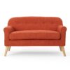 Classic Loveseat With Rolled Armrests And Button Tufting - Orange - Image 2