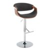 Curvo - Mid-Century Modern Adjustable Barstool With Swivel With Straight T Footrest (Set of 2) - Chrome / Walnut / Charcoal - Image 2