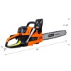 62Cc Gas Powered Chainsaw With 20" Oregon Chain & Bar 2 Cycle Petrol Handheld Cordless Design Epa Compliant - Orange - Image 4