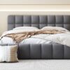 Queen Size Upholstered Platform Bed With Thick, Grounded Bed With Solid Frame - Gray - Image 13