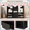 Hall Tree With 6 Hooks, Coat Hanger, Entryway Bench, 3 In 1 Design, A Spacious Drawer For Entrance, Living Room - Black - Image 7