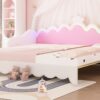 Twin Extending Daybed With LED Lights, Modern Upholstered Princess Daybed With Crown Headboard - White - Image 20
