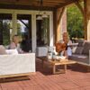 Plastic Interlocking Deck Tiles, (Set of 44), Patio Flooring Outdoor Waterproof All Weather Use For Garden Poolside Front / Back Yard - Mahogany - Image 4