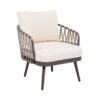 4 Piece Outdoor Patio Furniture Set, Metal Chairs With Woven Rope U Shaped Backrest, Outdoor Conversation Set With Thick Cushions And Coffee Table For Garden, Poolside, Balcony - Brown / Beige - Image 8