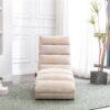 Linen Massage Chaise Lounge Indoor With Remote Control, Ergonomic Electric Massage Lounger - Beige - Image 8