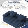 Modern Oversized Modular Sectional Sofa With 2 Chaise Lounge And 2 Armrest, Sparkling Chenille Fabric Soft Cushion Sofa With 4 Pillows, 4 Pieces Diy Combination Tufted Sofa, No Assembly Required - Blue - Image 16