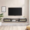 Modern Rattan Door Floating TV Stand For TVs Up To 80" - Black - Image 5