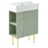 Bathroom Vanity, Combo Cabinet, Bathroom Storage Cabinet, Single Ceramic Sink, Left Side Storage - Green - Image 15