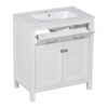 Bathroom Vanity With Ceramic Sink, Modern Single Bathroom Cabinet With 2 Doors And A Shelf, Soft Close Doors - White - Image 17