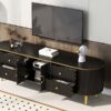 Modern TV Stand For TVs Up To 80", Entertainment Center With 4 Drawers And 1 Cabinet, Wood TV Console Table With Handles For Living Room - Black - Image 4