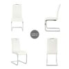 Modern Dining Chairs With Faux Leather Padded Seat And Chrome Metal Legs For Kitchen, Living, Bedroom, Dining Room - White / Silver - Image 14