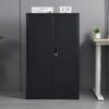 Metal Storage Cabinet With Locking Doors And Adjustable Shelf, Folding Filing Storage Cabinet, Folding Storage Locker Cabinet For Home Office, School, Garage - Black - Image 4