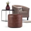 Connor - Round Pouf - Distressed Brown - Image 7
