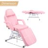 72.8" Massage Salon Tattoo Chair With Two Trays Esthetician Bed With Hydraulic Stool, Multi-Purpose 3-Section Facial Bed Table, Adjustable Beauty Barber Spa Beauty Equipment - Pink - Image 5