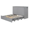 Full Size Murphy Bed With Drawer And A Set Of Sockets & USB Ports, Pulley Structure Design - Gray - Image 8