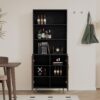 Accent Storage Cabinet With Doors, Bar Cabinet Buffet Cabinet With Storage For Living Room, Hallway, Kitchen - Brown / Light Gray - Image 2