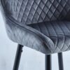Counter Height Bar Stool, Metal Legs, Velvet Upholstered For Pub, Restaurant, Kitchen Island (Set of 2) - Black / Dark Gray - Image 3