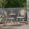 French Bistro Chair Set Outdoor Cafe Style - White / Gray - Image 2