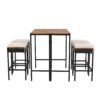 5 Piece Outdoor Acacia Wood Bar Height Table And 4 Stools With Cushions, Garden Wicker Dining Table, Foldable Tabletop, High Dining Bistro Set, All-Weather Patio Furniture - Brown - Image 11