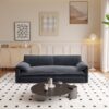 Queen Pull Out Sofa Bed, 3 In 1 Convertible Sleeper Sofa With Side Storage Multifunctional Velvet Loveseat Bed For Living Room - Gray - Image 7