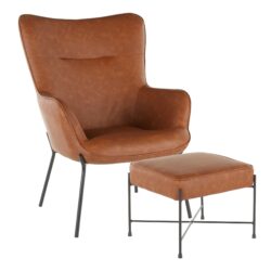 Izzy - Industrial Lounge Chair / Ottoman Set - Black / Camel