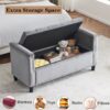 Storage Bench, Queen Velvet Button Bedside Bench, Entryway Living Room With Armrests, Nailhead Trim, Upholstered Bedroom Bench, Bedside Ottoman, Living Room, Entryway - Gray - Image 4