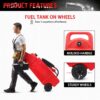 34 Gallon Gas Caddy With Wheels Fuel Transfer Tank Gasoline Diesel Can Fuel Storage Tank For Automobiles ATV Car Mowers Tractors Boat Motorcycle - Red - Image 7