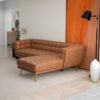 Addison - Right Sectional Leather Sofa - Cognac - Image 13