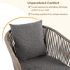 7 Pieces Patio Dining Set, All-Weather Outdoor Furniture Set With Dining Table And Chairs, Acacia Wood Tabletop, Metal Frame, For For Garden, Backyard, Balcony - Gray - Image 4