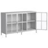 Heavy Duty Metal Modern Sideboard Buffet Cabinet With Storage Premium Steel Storage Cabinet, Adjustable Feet, Glass Doors, Large Capacity Organizer - White - Image 13