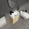 Modern 16" Bathroom Vanity Sink Combo With Ceramic Sink And Cabinet For Small Spaces - Oak - Image 4