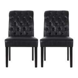 Broxton - Tuft Dining Rolltop Chair (Set of 2) With Button Tufted Upholstery - Black