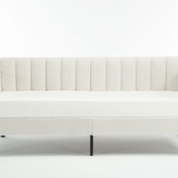 Elena - Twin Boucle Upholstered Daybed, Ribbed Tufted Backrest - Ivory