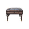 Buffalo - Leather Ottoman With Castor Legs - Black - Image 5