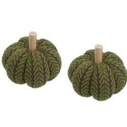 Pumpkin Ornament Decor For Holiday Harvest Festival Fall Festival & Thanksgiving (Set of 2) - Green