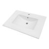 Ceramic Rectangular Bathroom Vanity Top Drop In Single Sink With Pre Drilled Faucet Hole & Built In Overflow Easy Clean Glazed Surface - White - Image 10