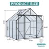 Double Door Polycarbonate Greenhouse Raised Base And Anchor Heavy Duty Walk In Greenhouses For Outdoor Backyard In All Season - Black - Image 2