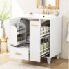 Solid Wood And 24" Bathroom Vanity With Sink, Deep Drawer, Door Shelf, 2 Tier Basket - White - Image 2