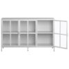 Heavy Duty Metal Modern Sideboard Buffet Cabinet With Storage Premium Steel Storage Cabinet, Adjustable Feet, Glass Doors, Large Capacity Organizer - White - Image 17